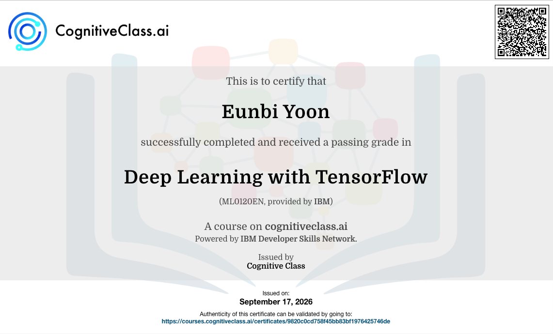 IBM Deep Learning with TensorFlow certification